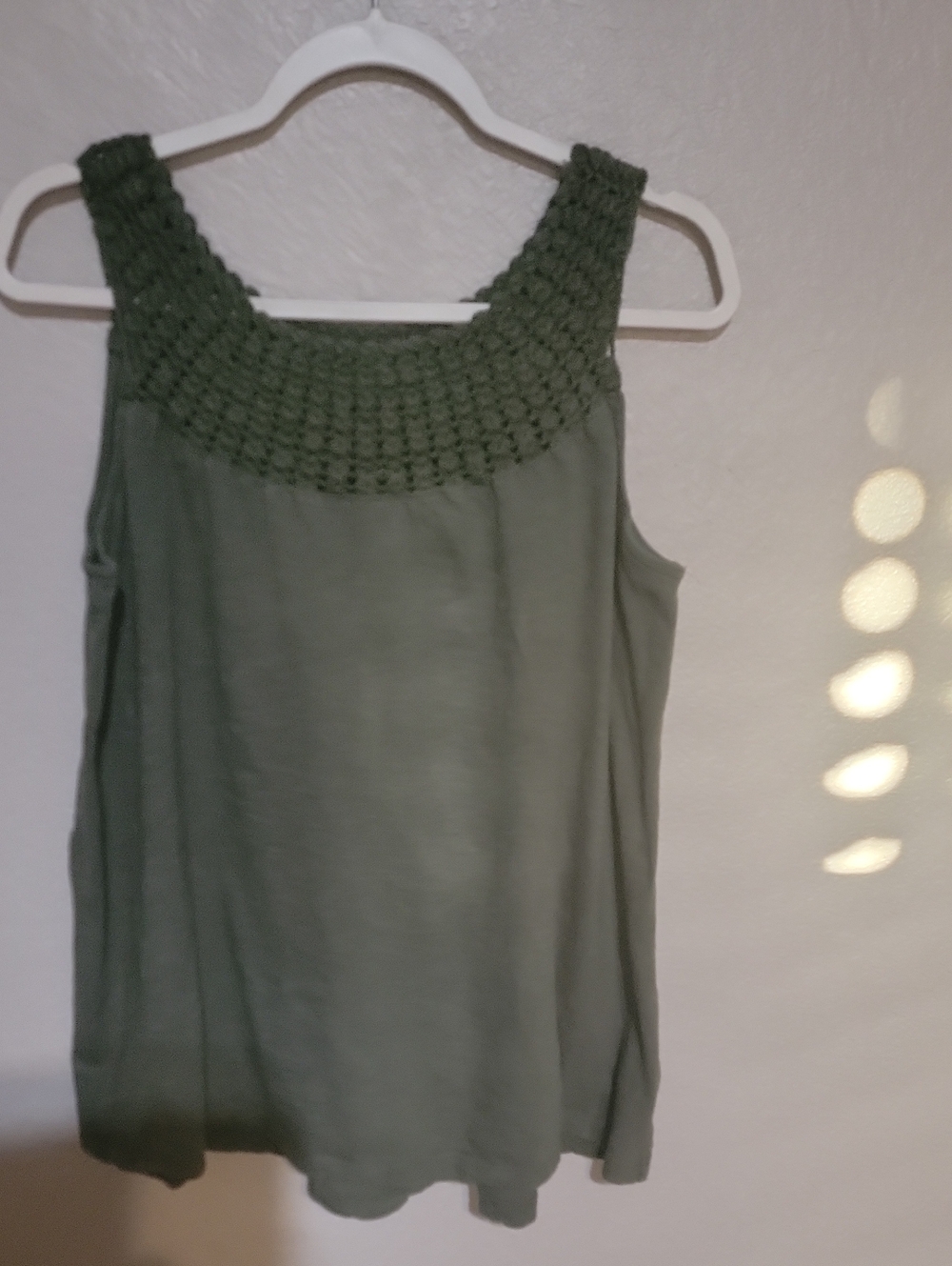 Lane Bryant Olive Green Crochet Yoke Tank
